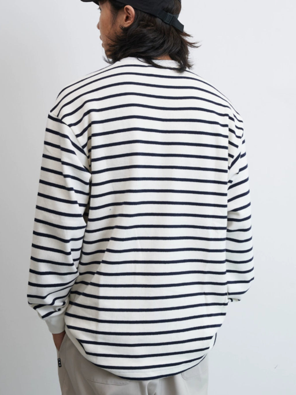 NUMBERSALT Japanese Casual Loose Crew Neck Striped Long Sleeve