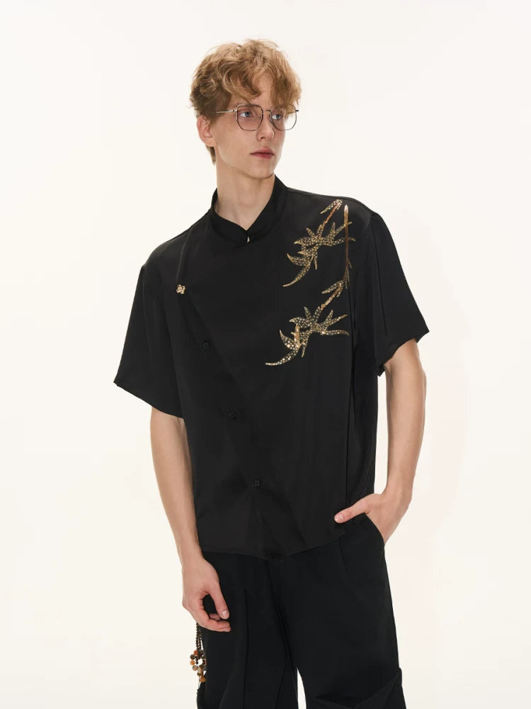 CNEW Golden Bamboo Sequined Embroidery Tee