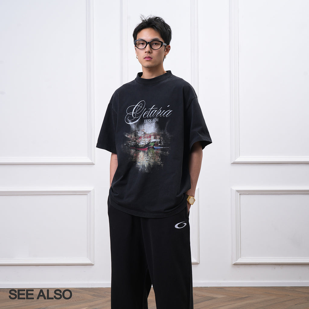 SEE ALSO SS25 Spanish berthing printed washed T-shirt silhouette versatile old short sleeve SA044