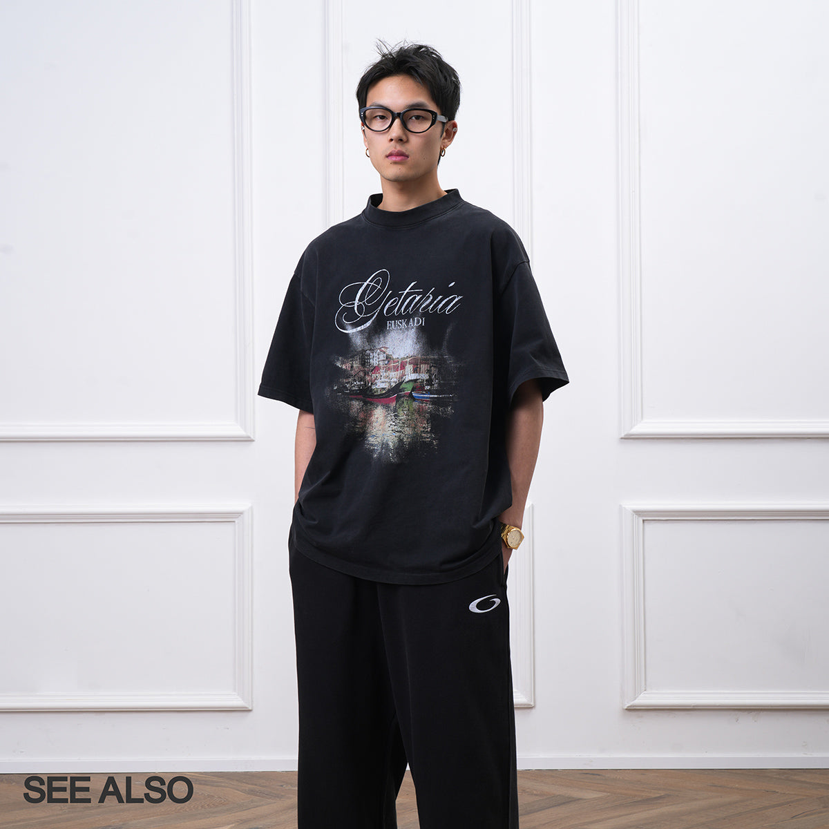 SEE ALSO SS25 Spanish berthing printed washed T-shirt silhouette versatile old short sleeve SA044