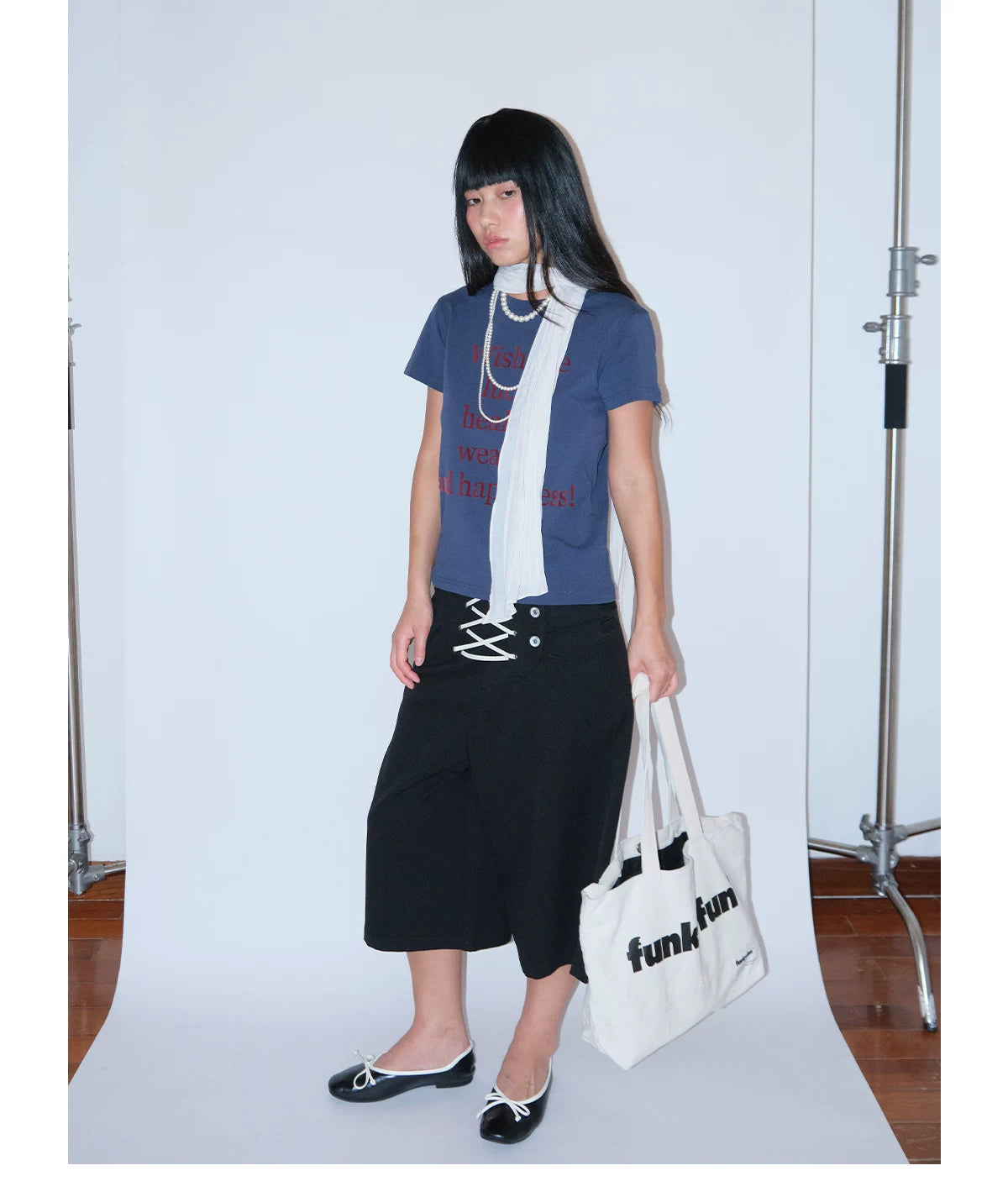 FUNKYFUN Strap Splicing Loose Casual Shorts