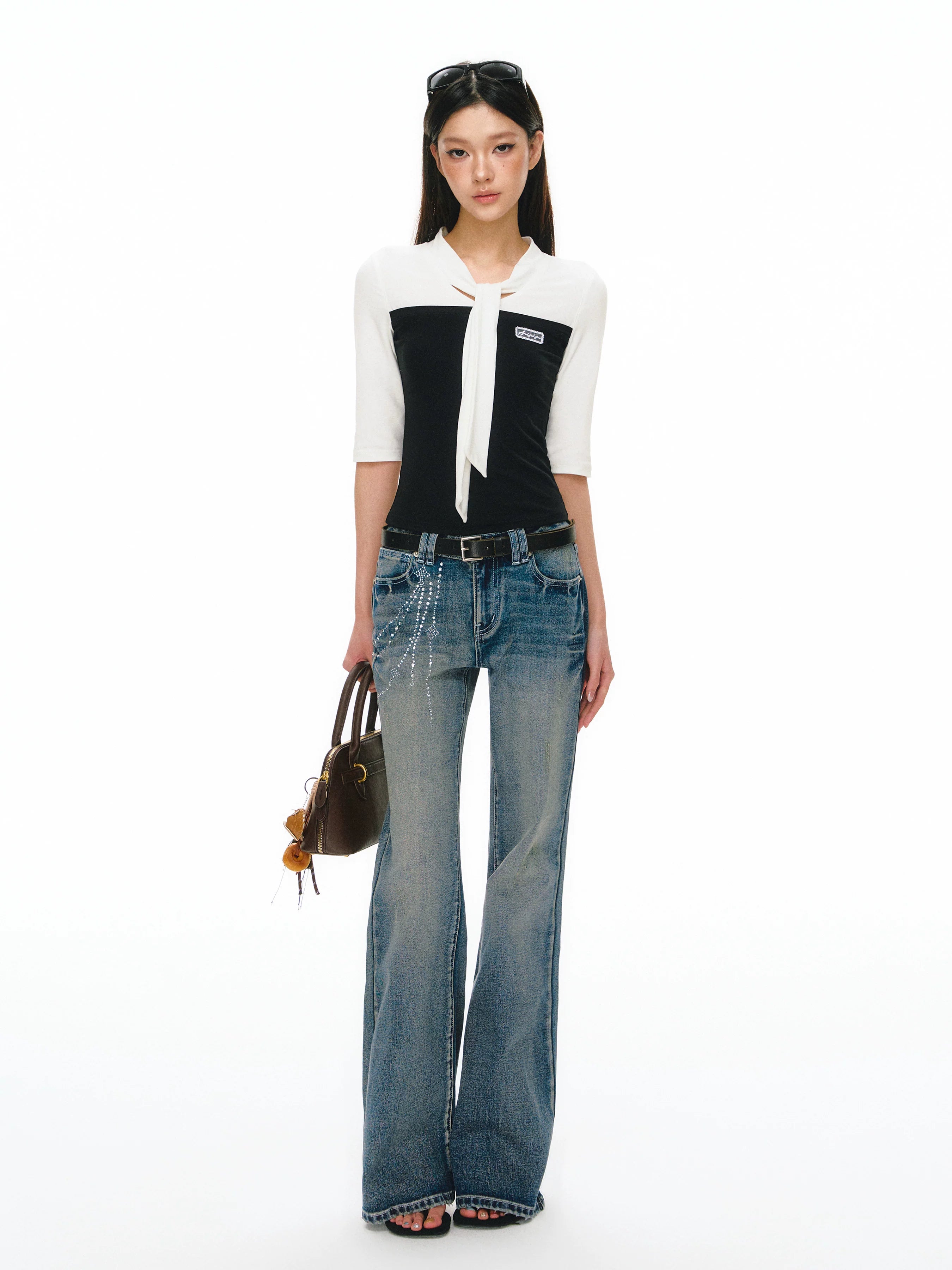 Ariseism Retro Splicing Slim Versatile Tee