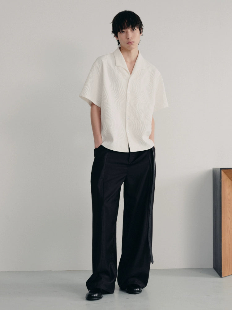 JCAESAR Seagull Collar Leaf Pattern Shirt