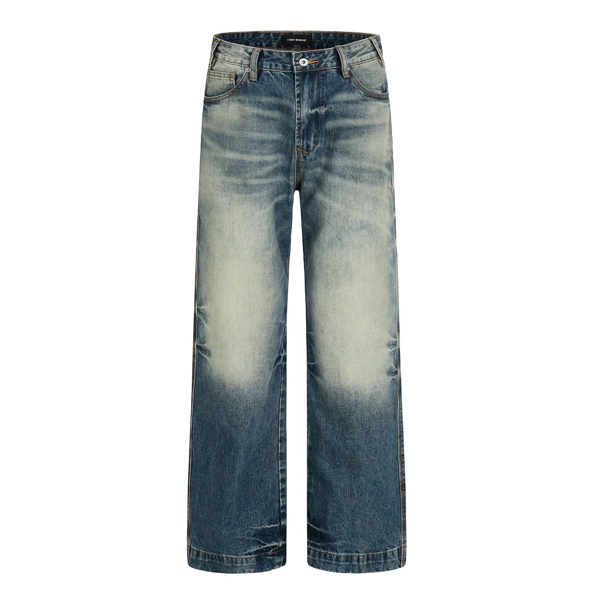11KN Straight Wide Leg Retro Old Jeans