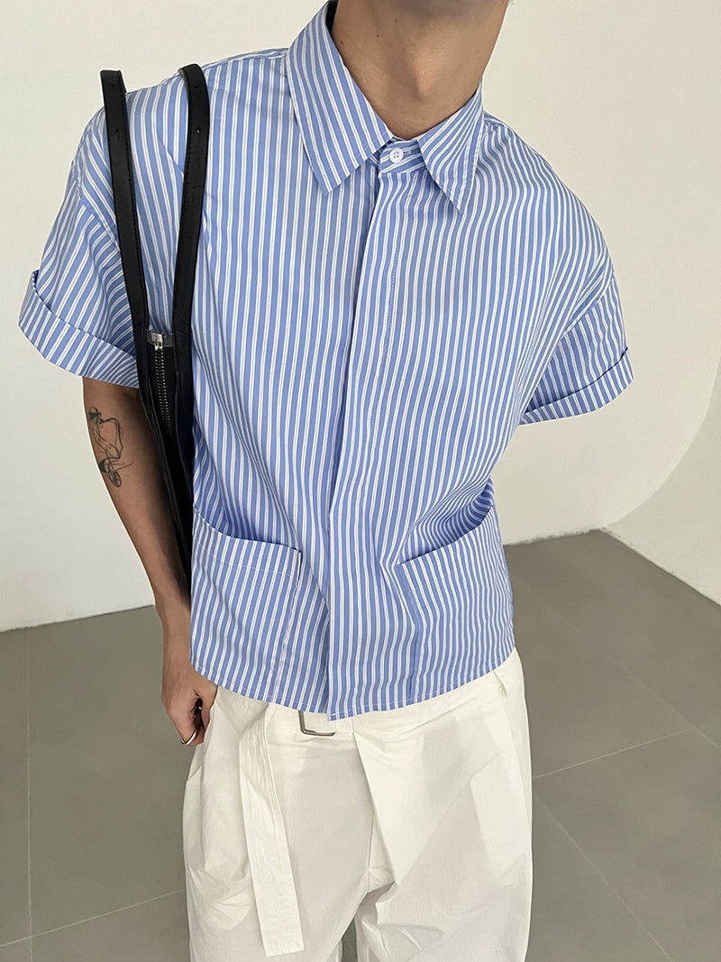 COLN Versatile Short Striped Shirt