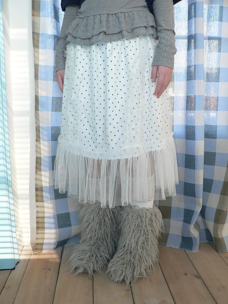 Ang: Project Pleated Mesh Polka Dot Stacked Skirt
