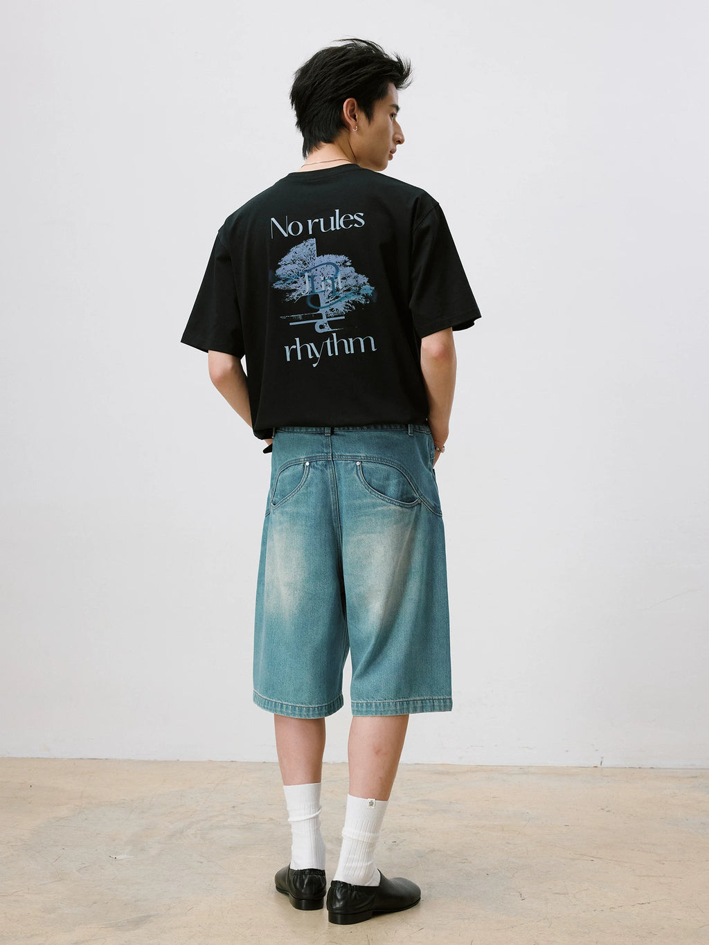 LR MADE Retro Old Denim Six-point Shorts