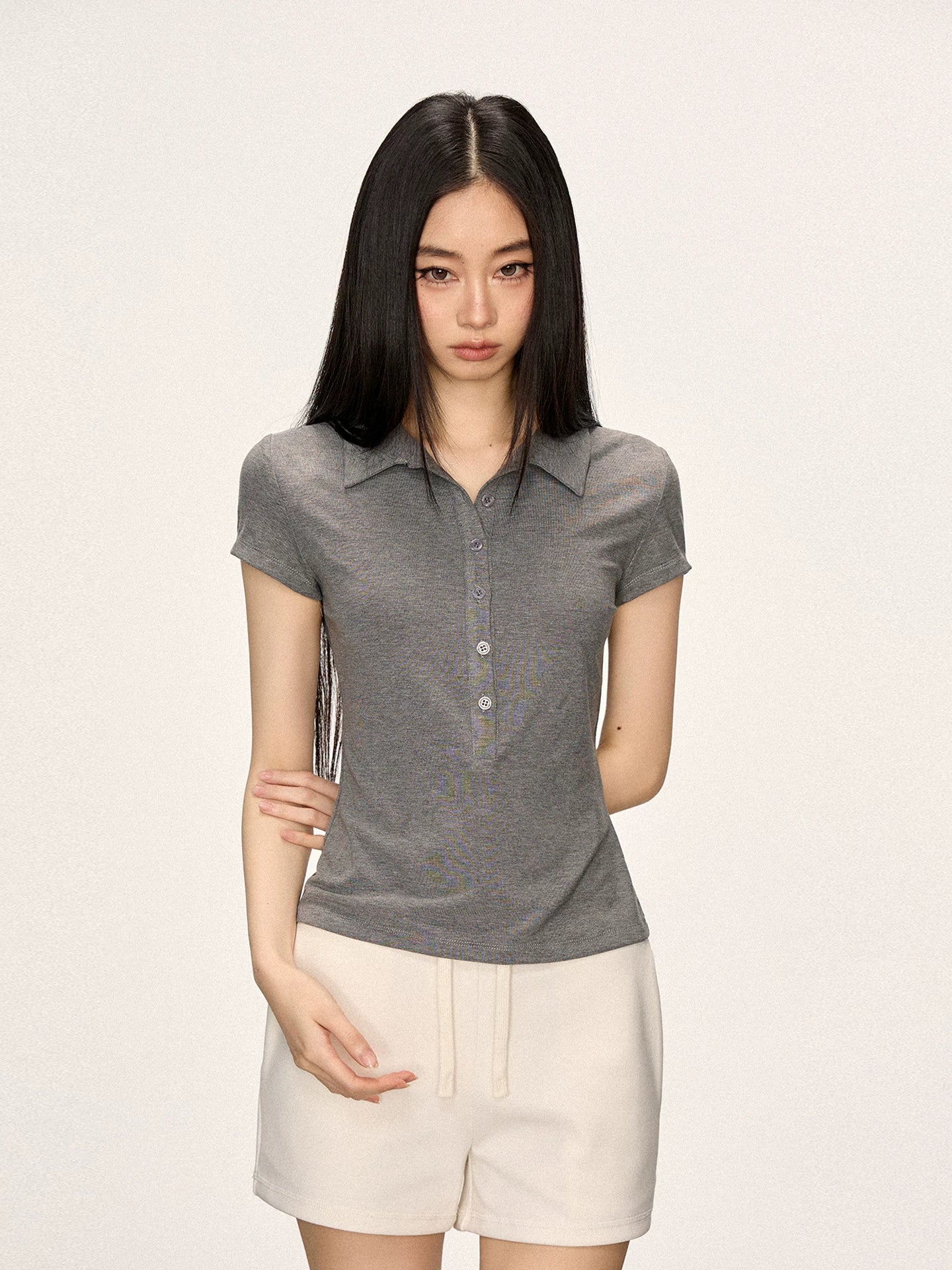 Cherry Melody Polo Collar Casual Versatile Tee