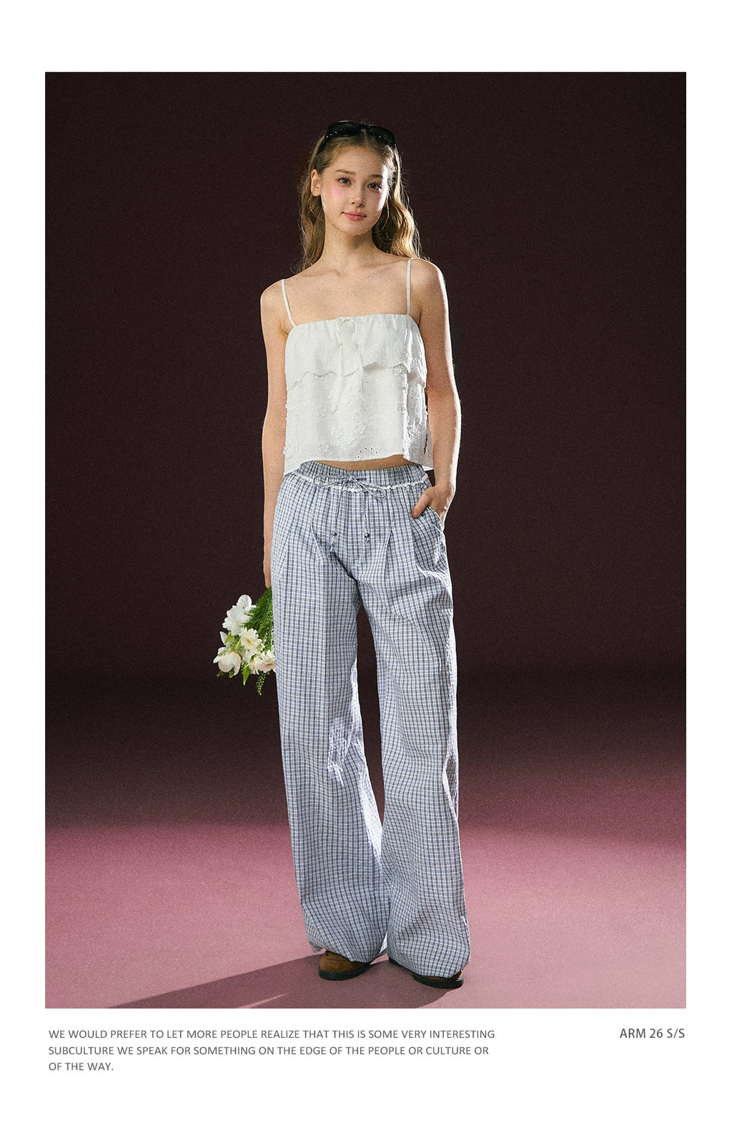Ariseism Plaid Wide Leg Versatile Casual Pants