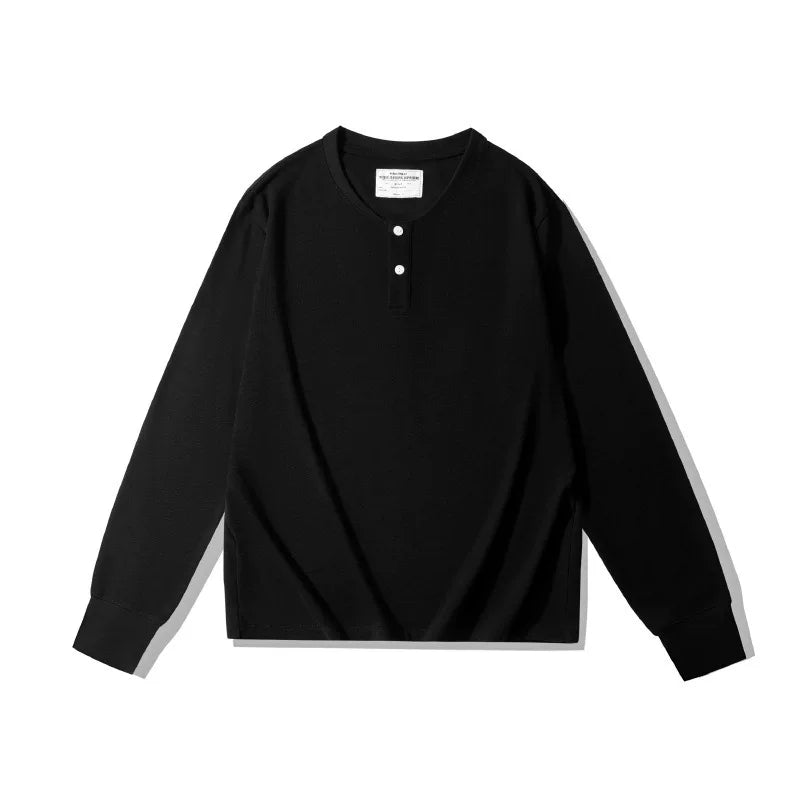 BlankMap Vintage Henry Collar Loose Shoulder Long Sleeves