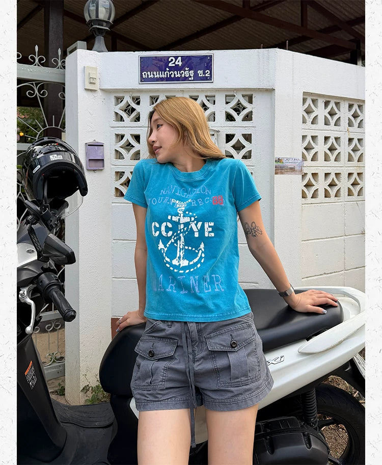 CCYE Anchor Old Print Front Shoulder Slim Tee