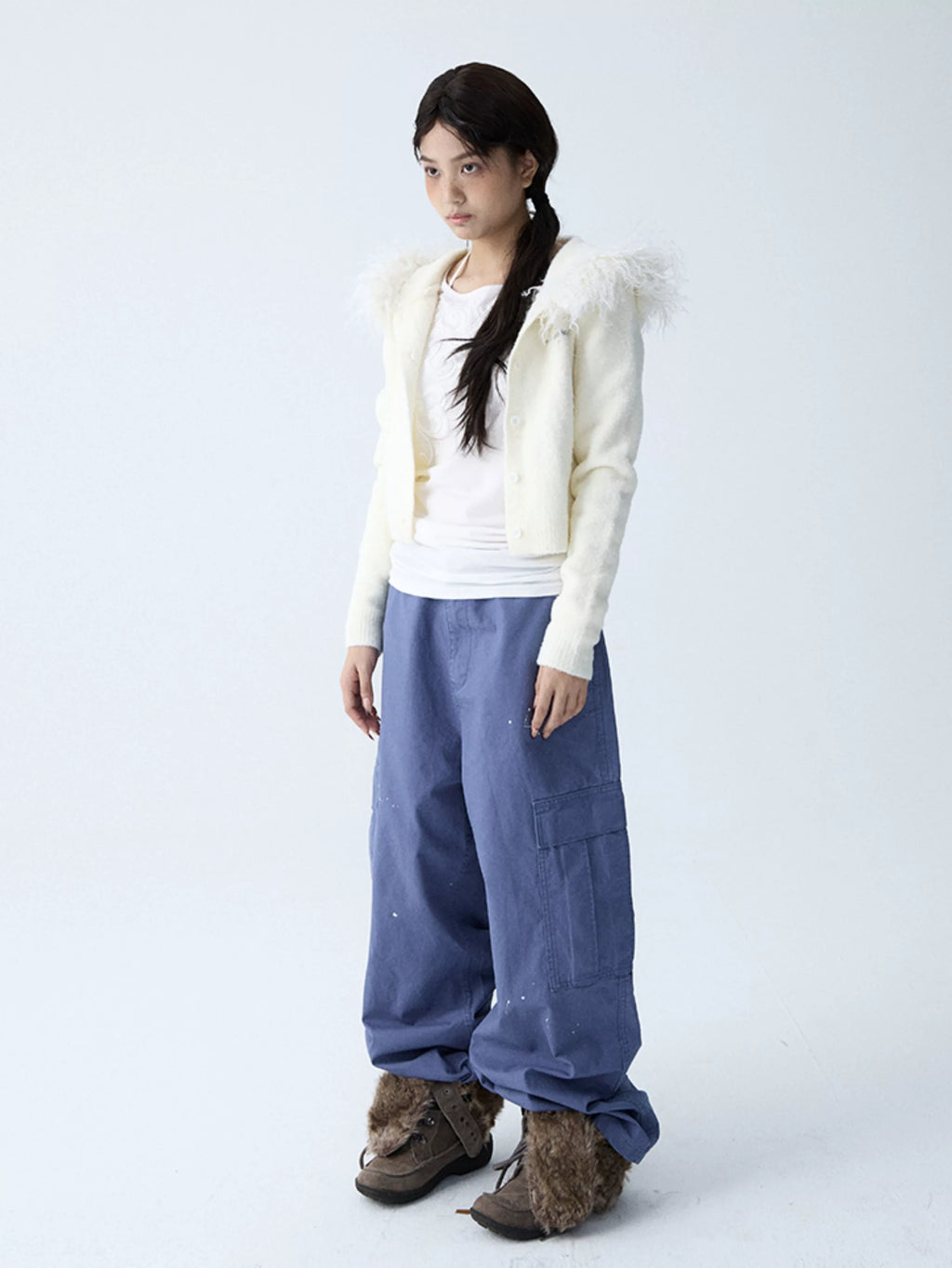 In Two Twos Ink Splash Print Loose Drawstring Overalls