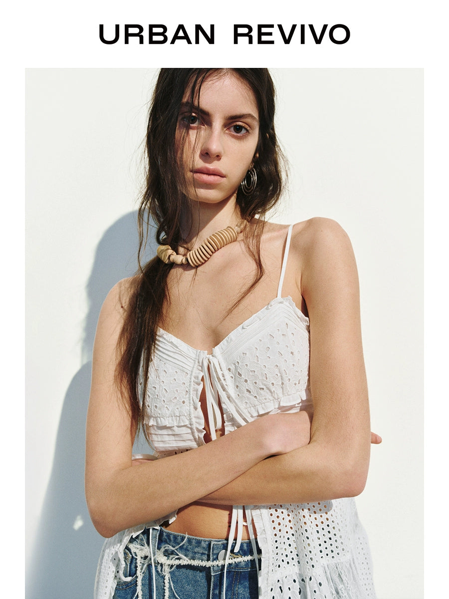 URBAN REVIVO Wave Style Hollow Suspender Dress