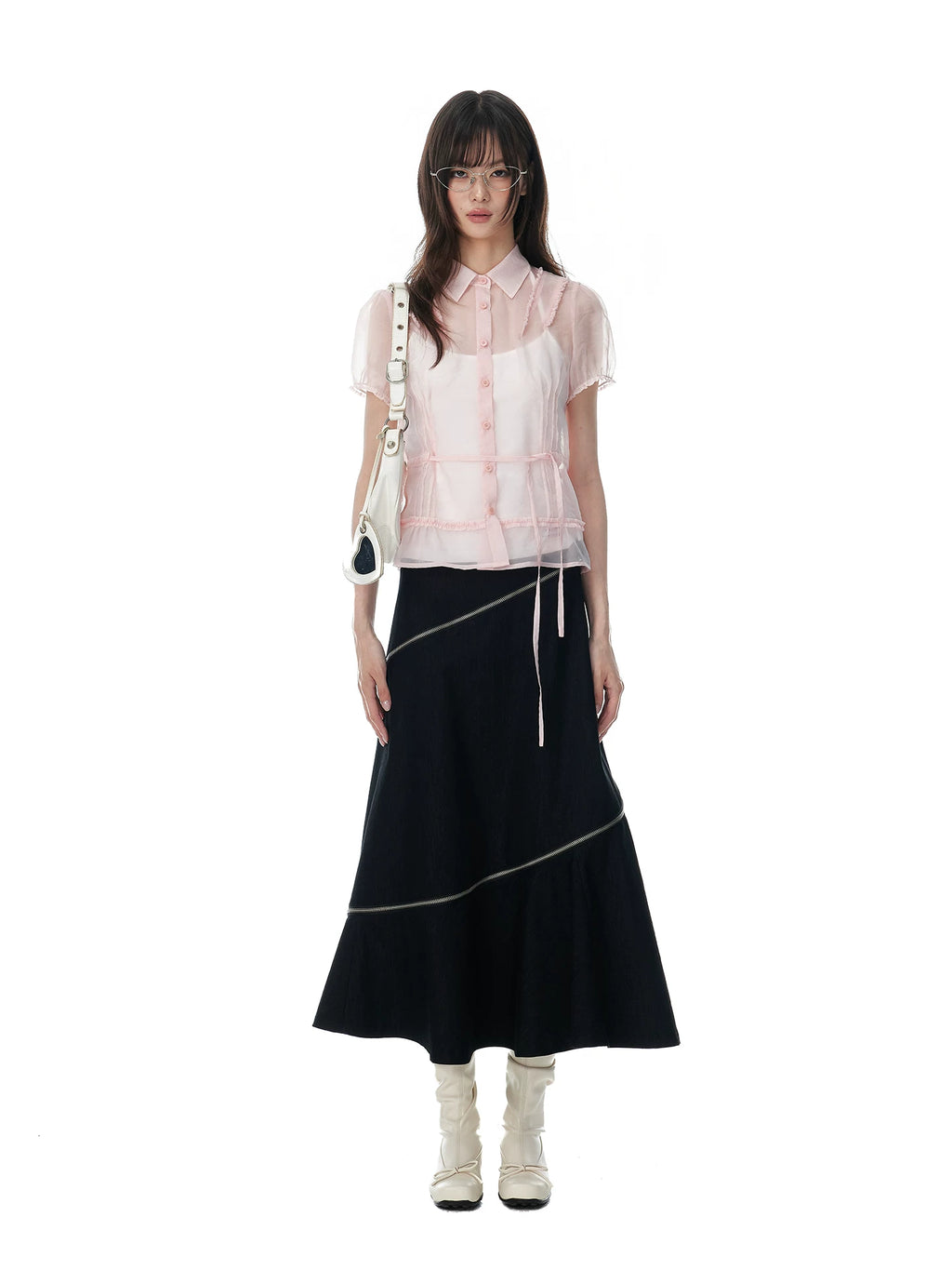 JIKOO Lace Drawstring Thin Shirt