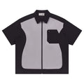 Harshandcruel Outdoor Contrast Splicing Deconstruction Short Sleeve Zipper Shirt