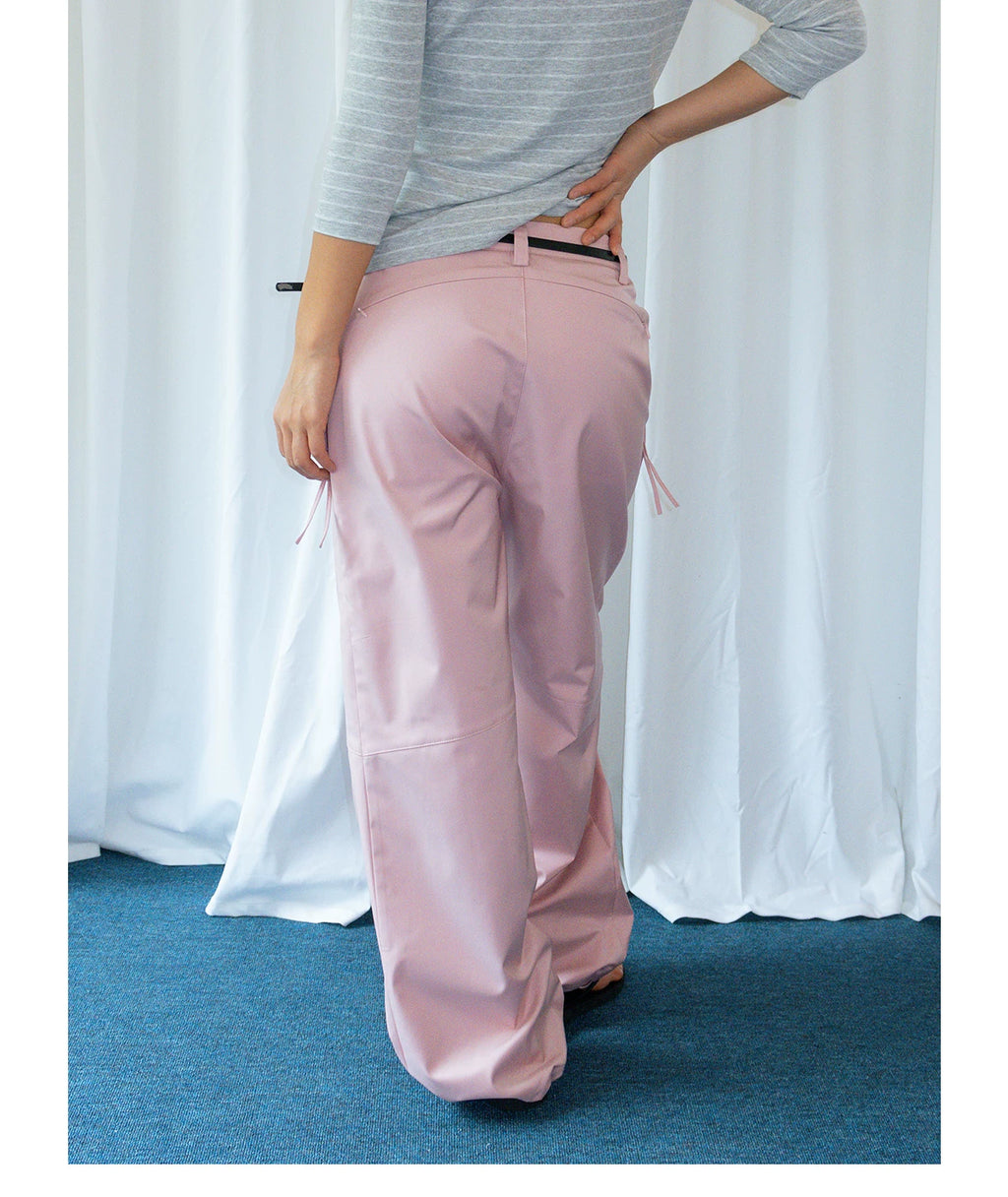 FUNKYFUN Elastic Waist Minimalist Pleated Wide-leg Pants