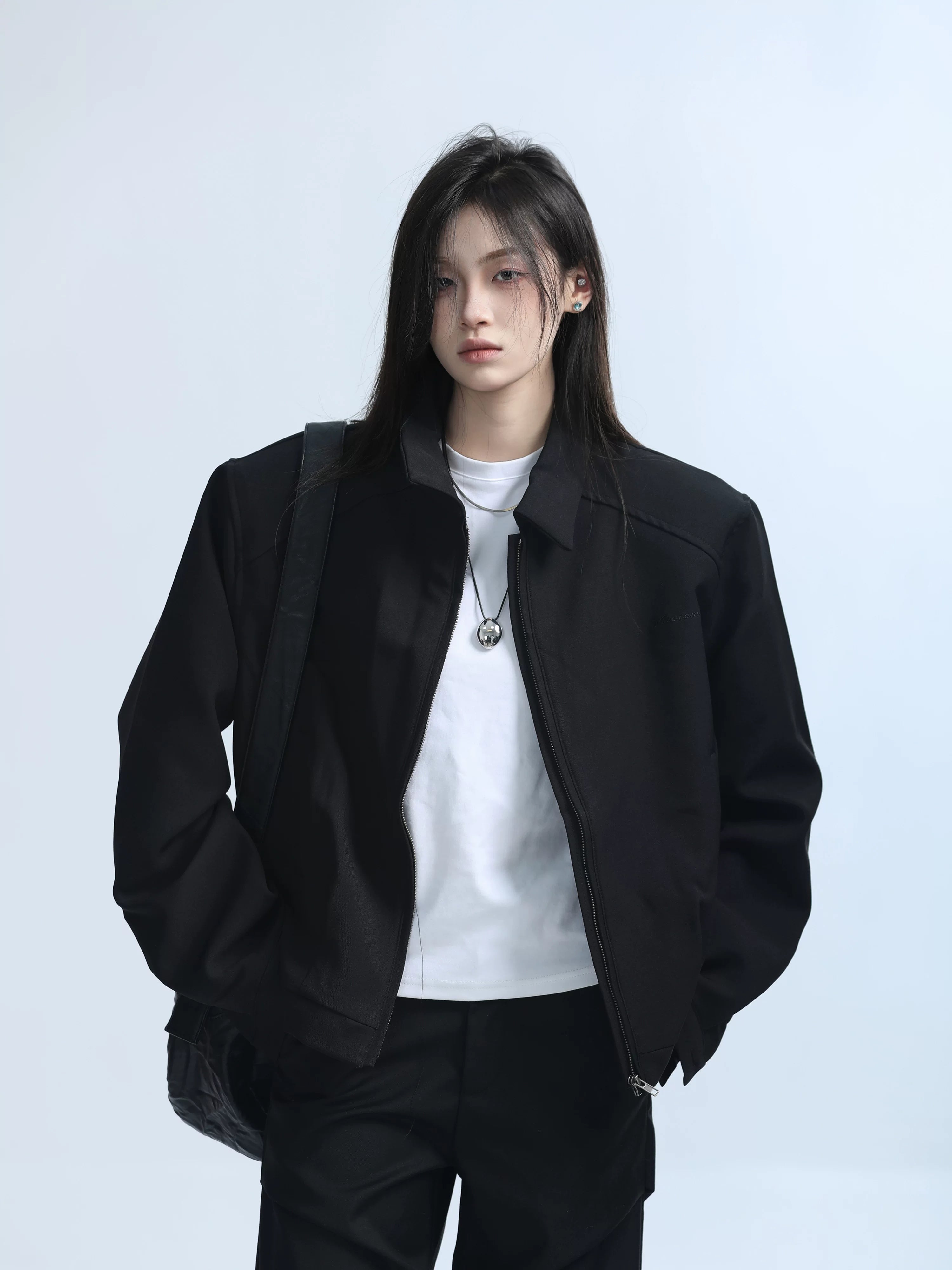 Zuocisankon Vintage Short Loose Zipper Jacket