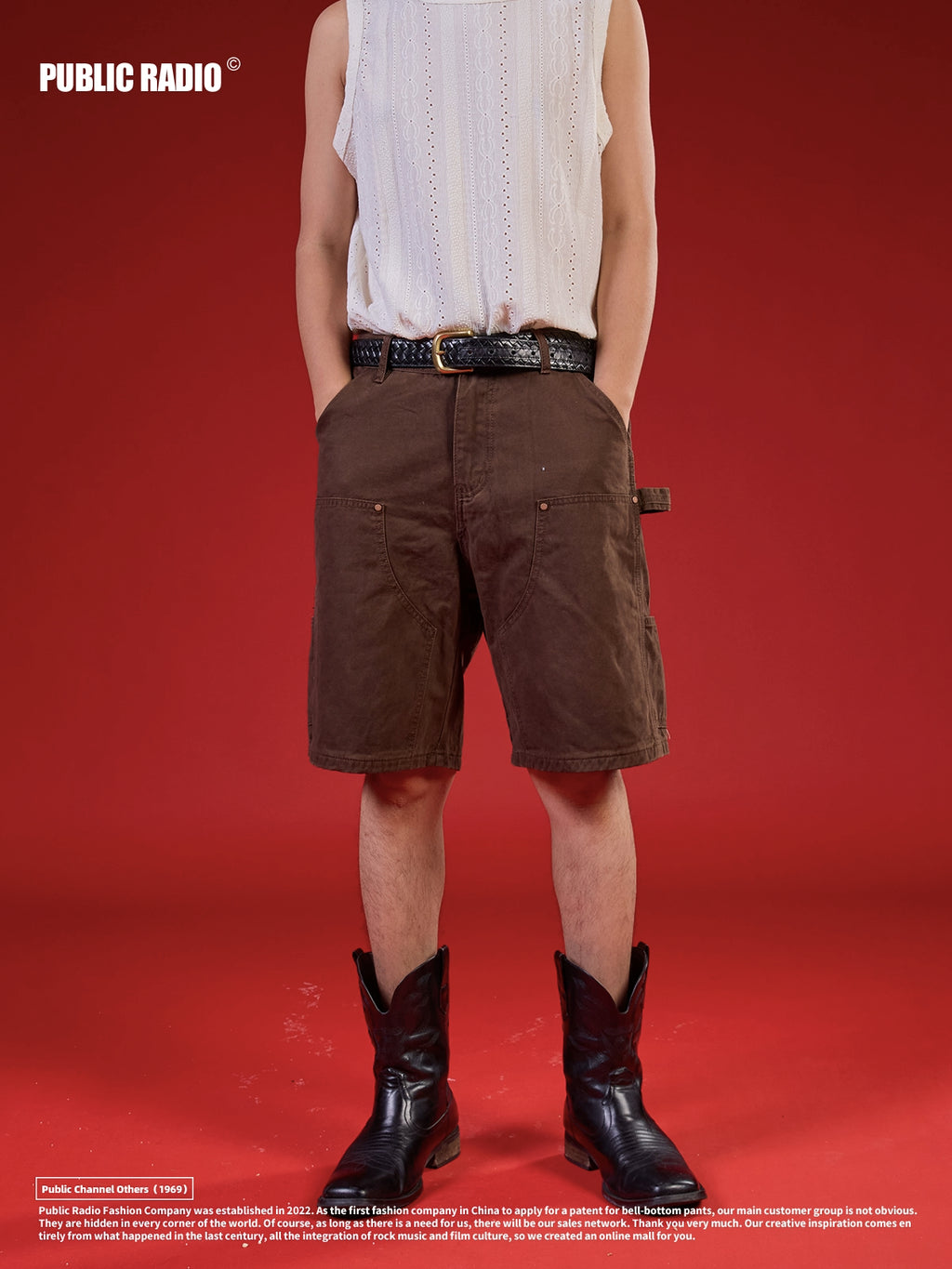 PUBLICRADIO Retro Tooling Ear-hanging Silhouette Shorts