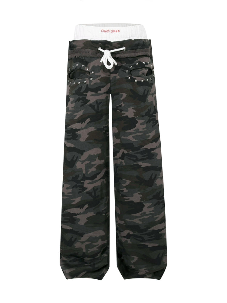 EZEK Camouflage Print Wide-leg Loose-fitting Floor Pants