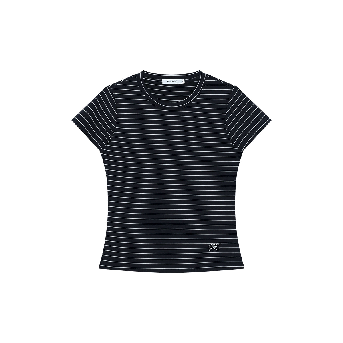 FUNKYFUN Elastic Comfortable Soft Contrasting Striped Slim Tee