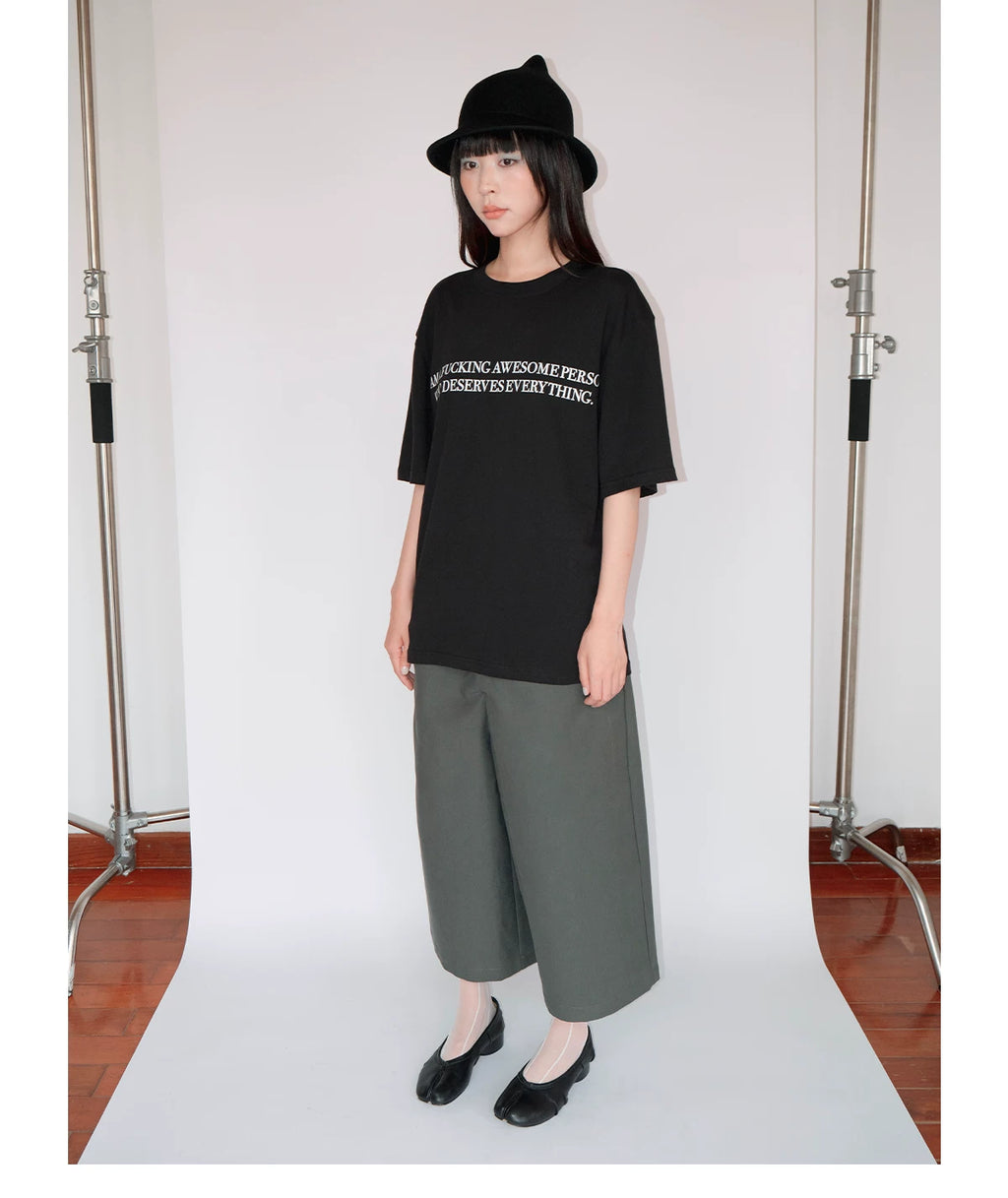 FUNKYFUN Slogan Printing Skin-friendly Loose Tee