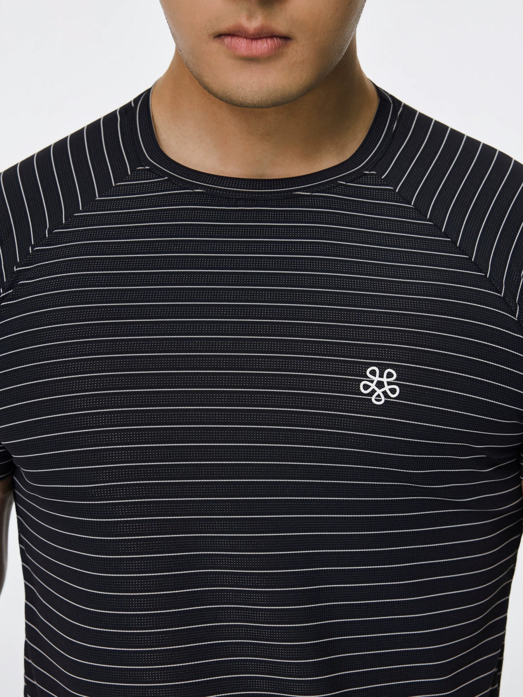 AFTERGLOW Striped Slim-fit Shoulder Sleeve Tee