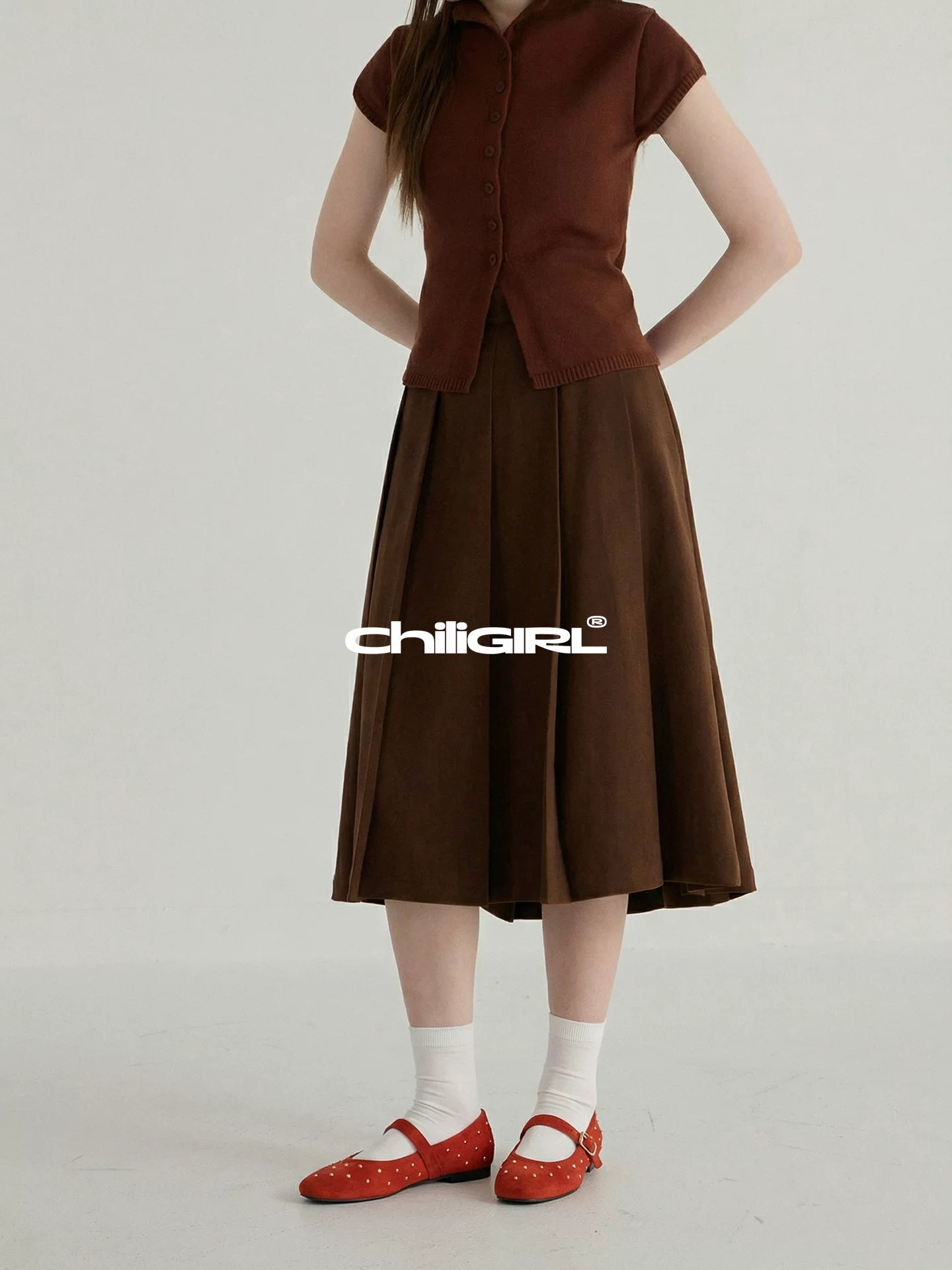 CHILIGIRL Rivet Shallow Suede Shoes