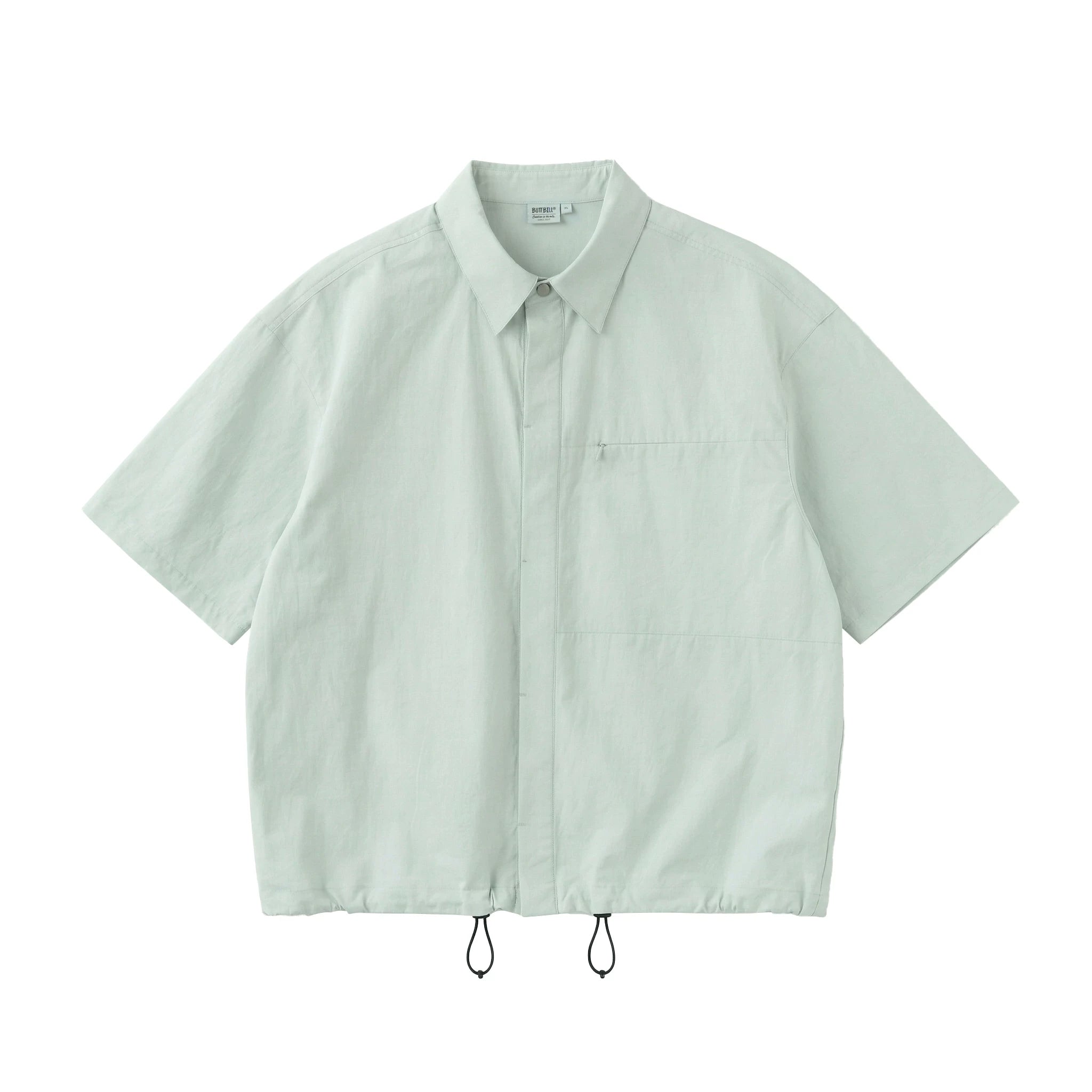 BUTTBILL Hem Elastic Cotton and Linen Short-sleeved Shirt