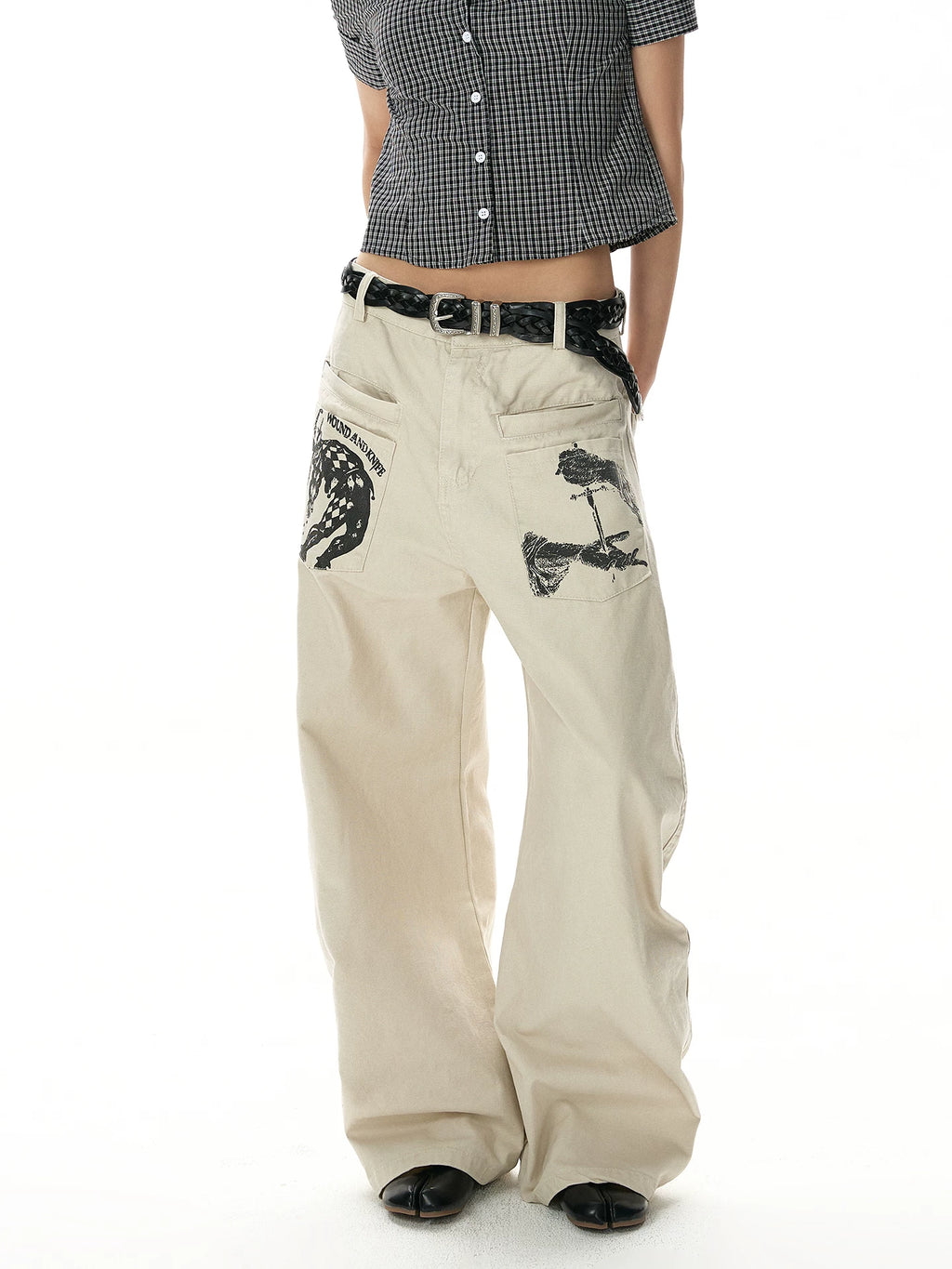 A PUEE Vintage Wide Leg Loose Straight Pants