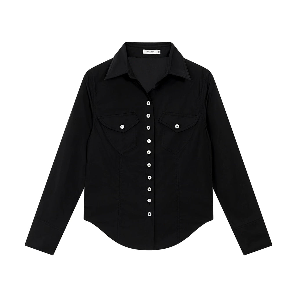 FUNKYFUN Lapel Twist Rope Waist Front Shoulder Shirt Jacket