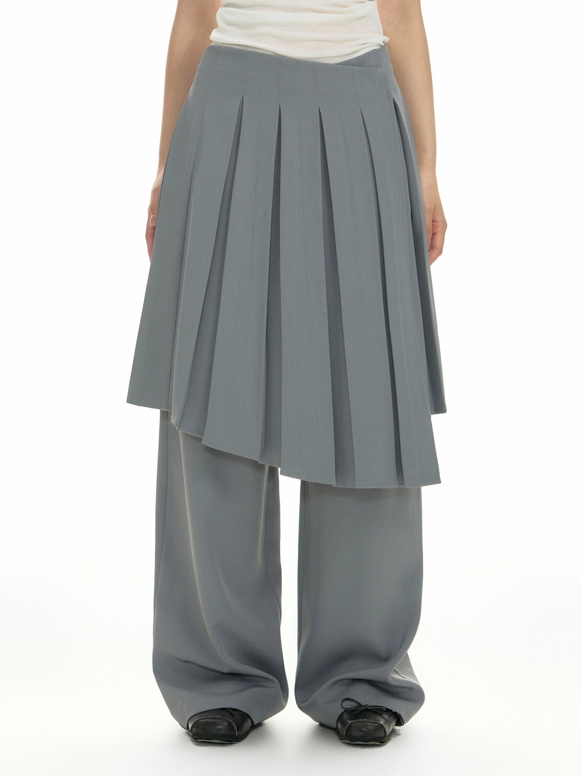 TGNS Stacked Suit Skirt Drape Trousers