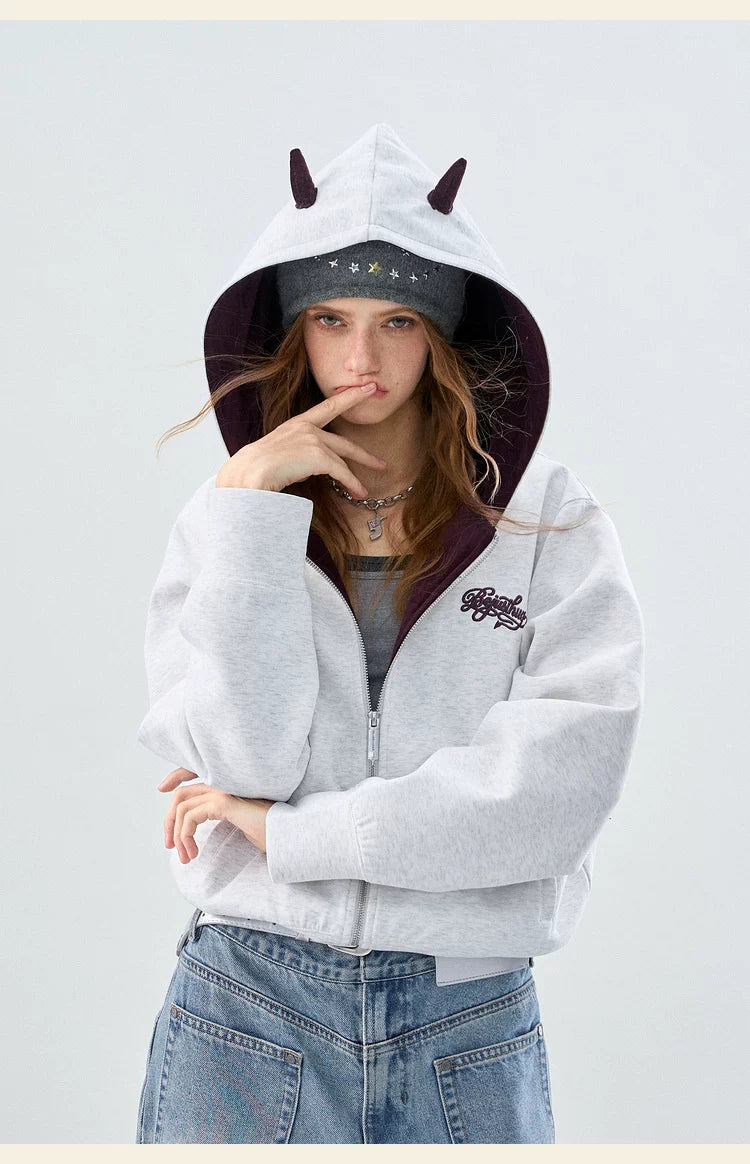 BJHG Little Devil Hooded Cardigan Sweater
