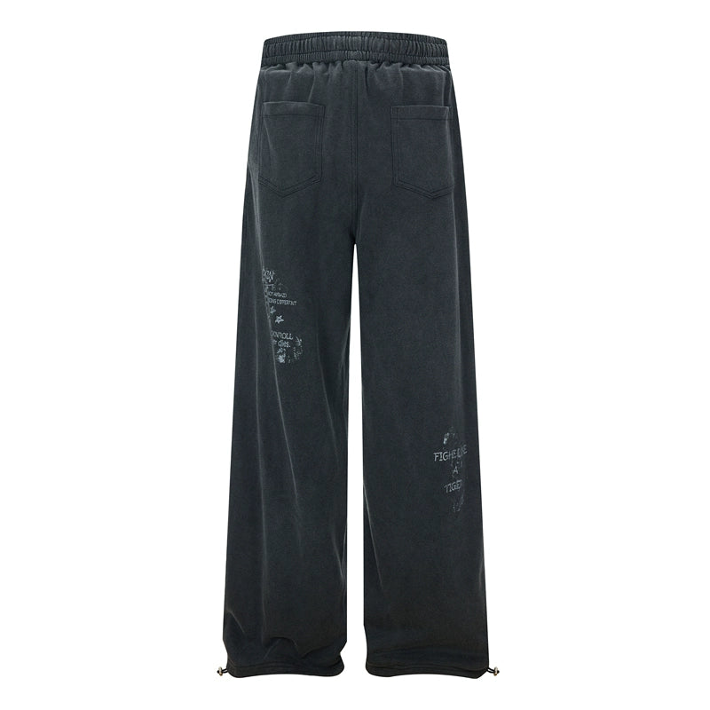 GXFortune Retro Old Character Print Sweatpants