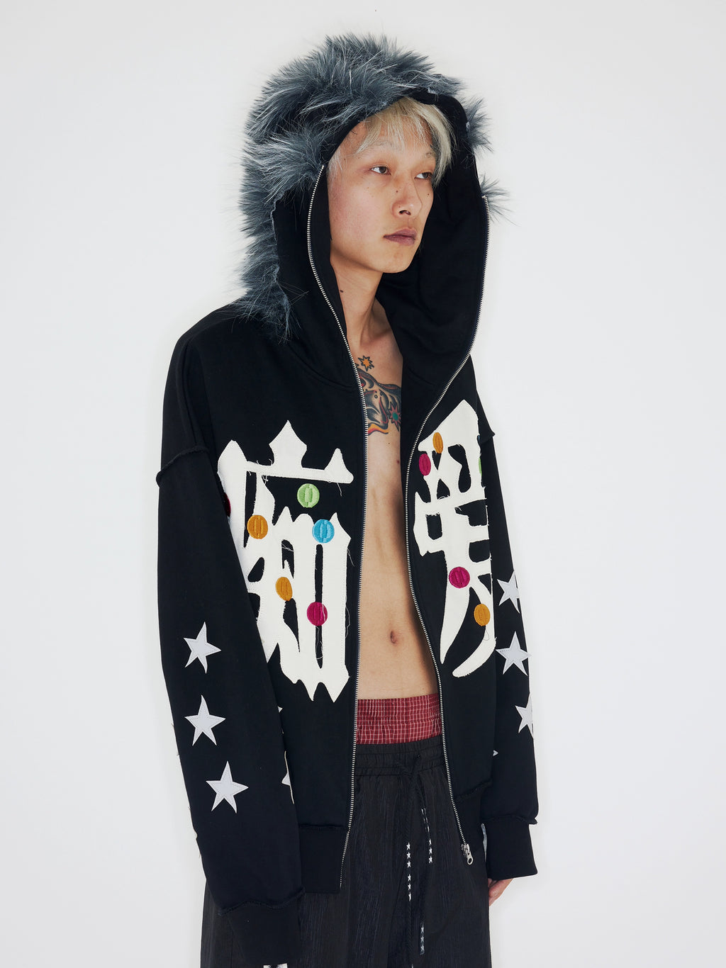 CHAI Infatuated with Embroidered Versatile Hooded Zip-up Jacket