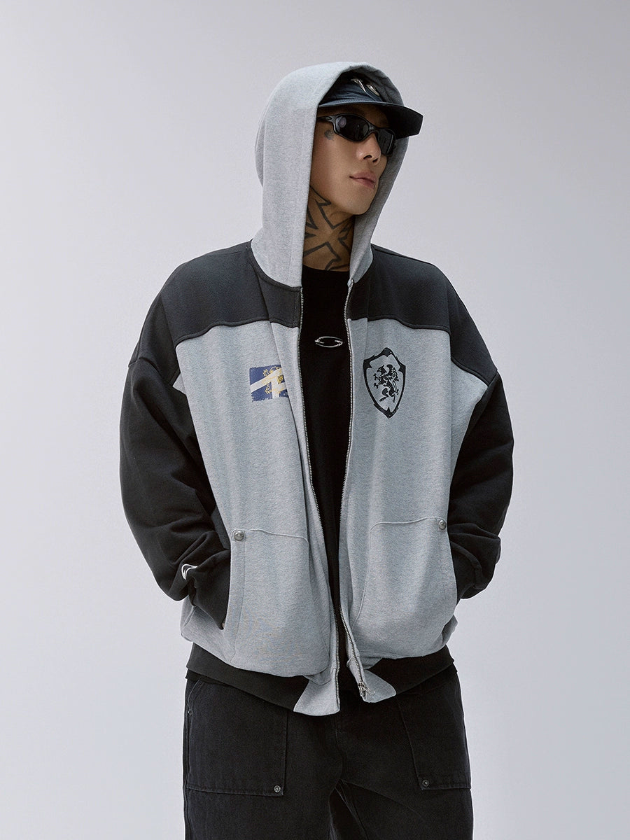 F2CE Splicing Contrasting Color Loose Casual Jacket