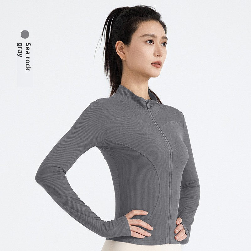 TIANQINGSE Striped Quick-drying Slim-fitting Skinny Naked Sports Long Sleeve