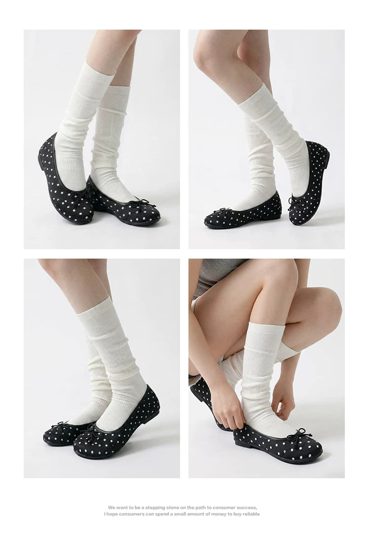 Donkey Retro Inner Heightening Polka Dot Single Shoes