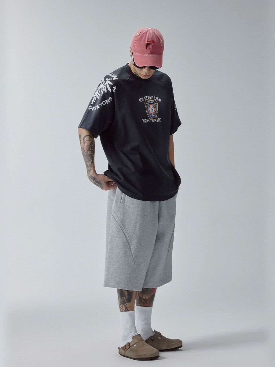 F2CE Gradual Change Retro Shoulder Sleeve Print Tee