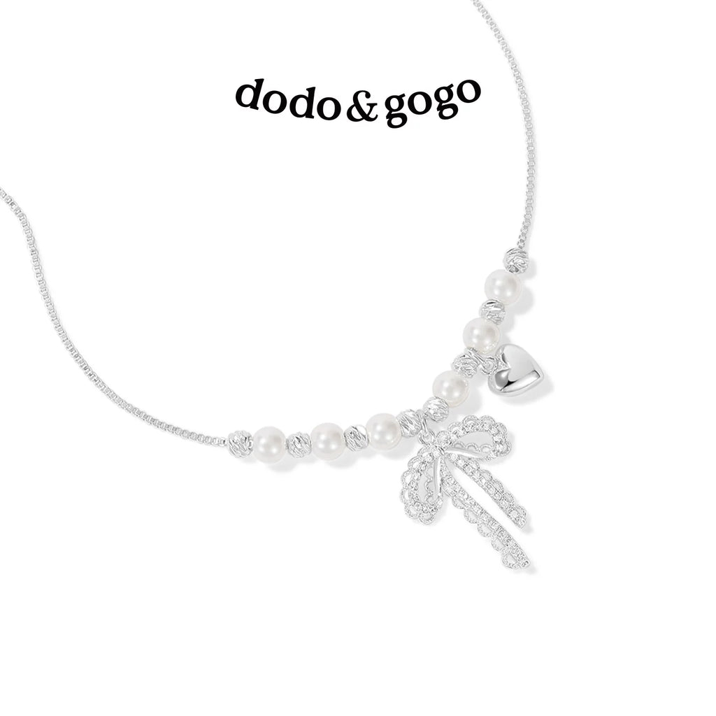 DODOGOGO Rice Bead Bow Necklace