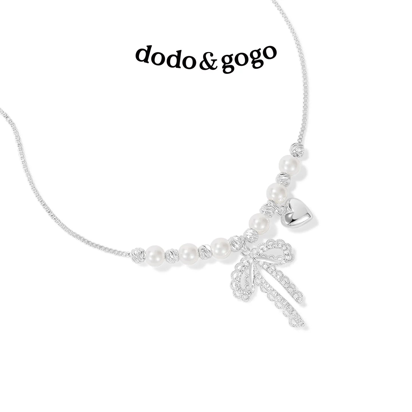 DODOGOGO Rice Bead Bow Necklace
