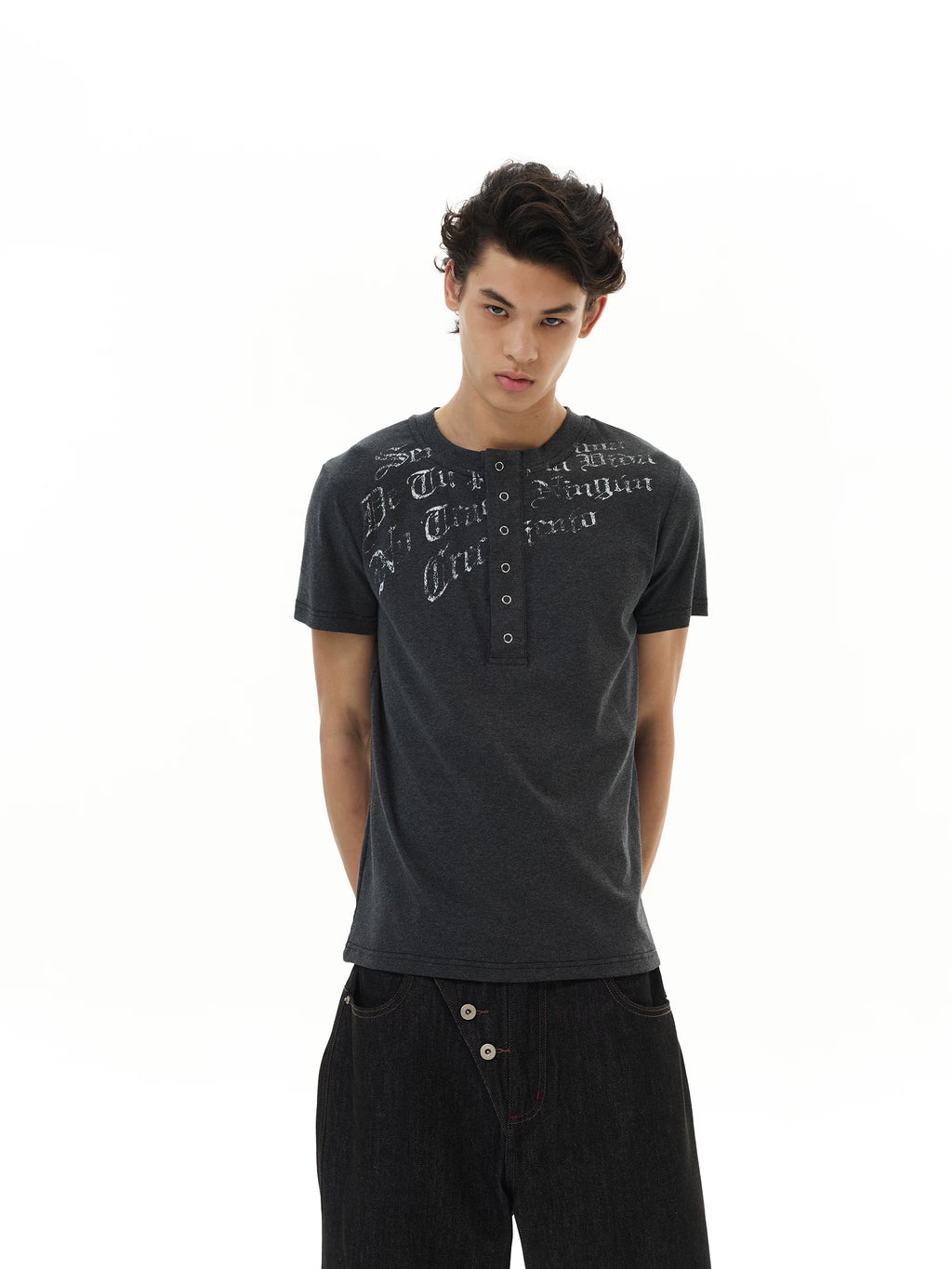 WLNEXT Front Shoulder Premium Sense Henry Collar Tee