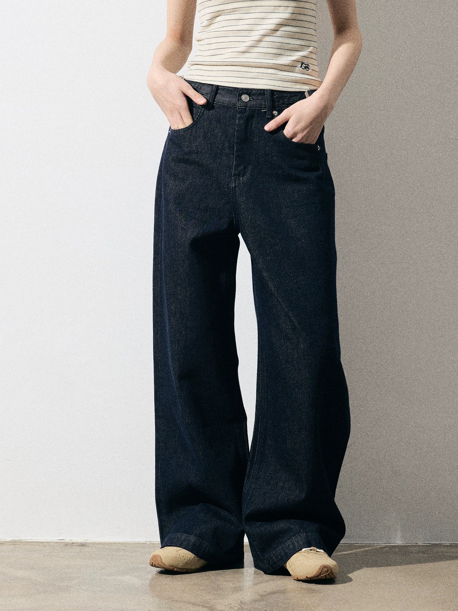 RPB BRAND High Waist Loose Skinny Wide Leg Straight Pants