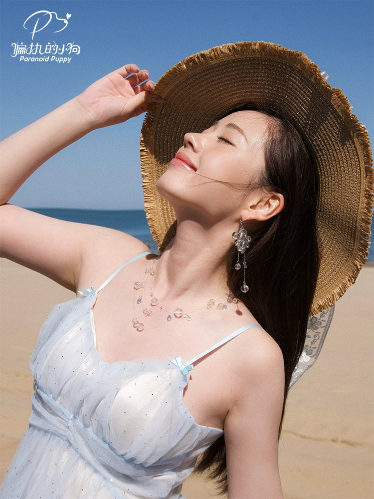 ParanoidP Crystal Beaded Tassel Earrings