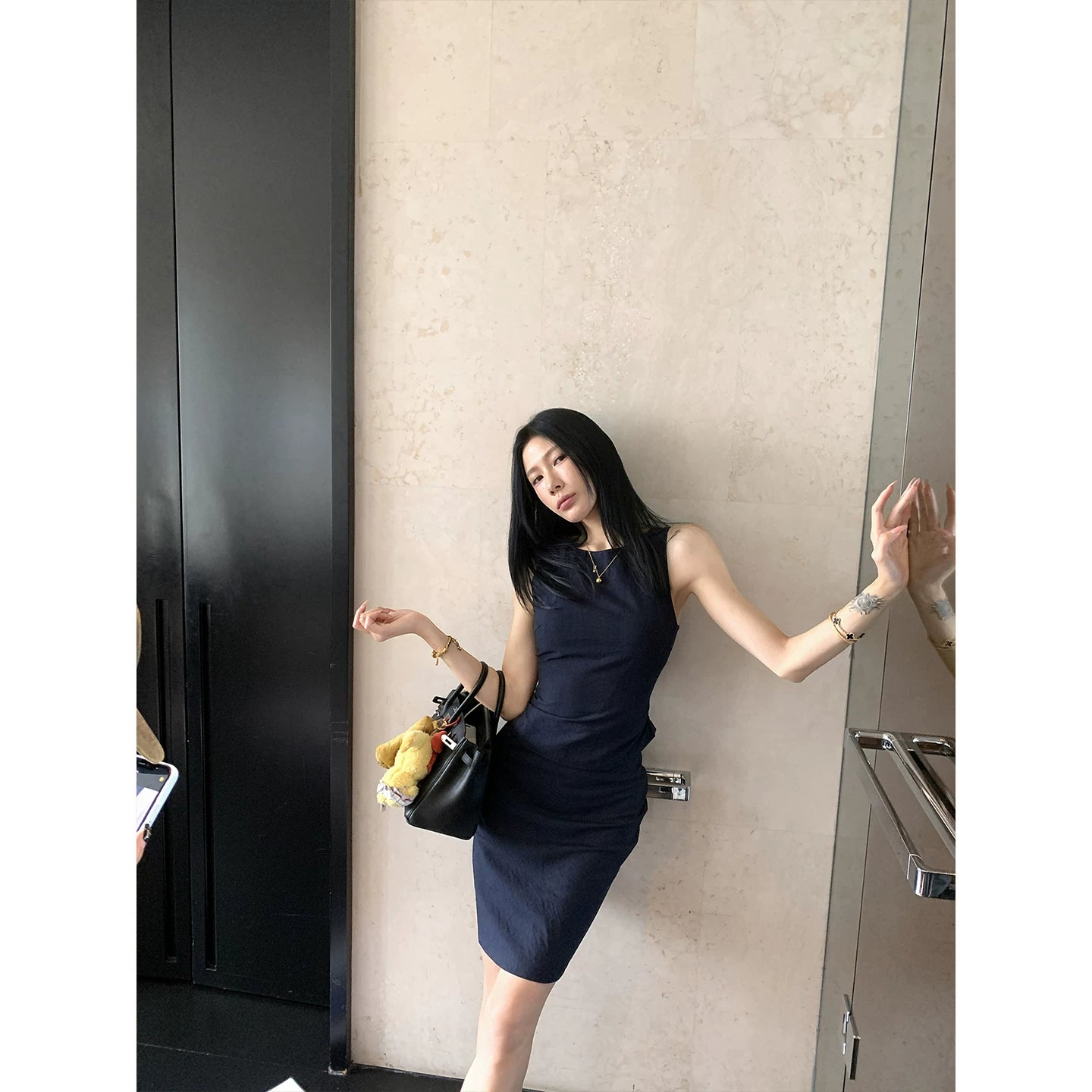 YOUNG KYLIN Pleated Slim Sleeveless Top High Waist Skirt Set