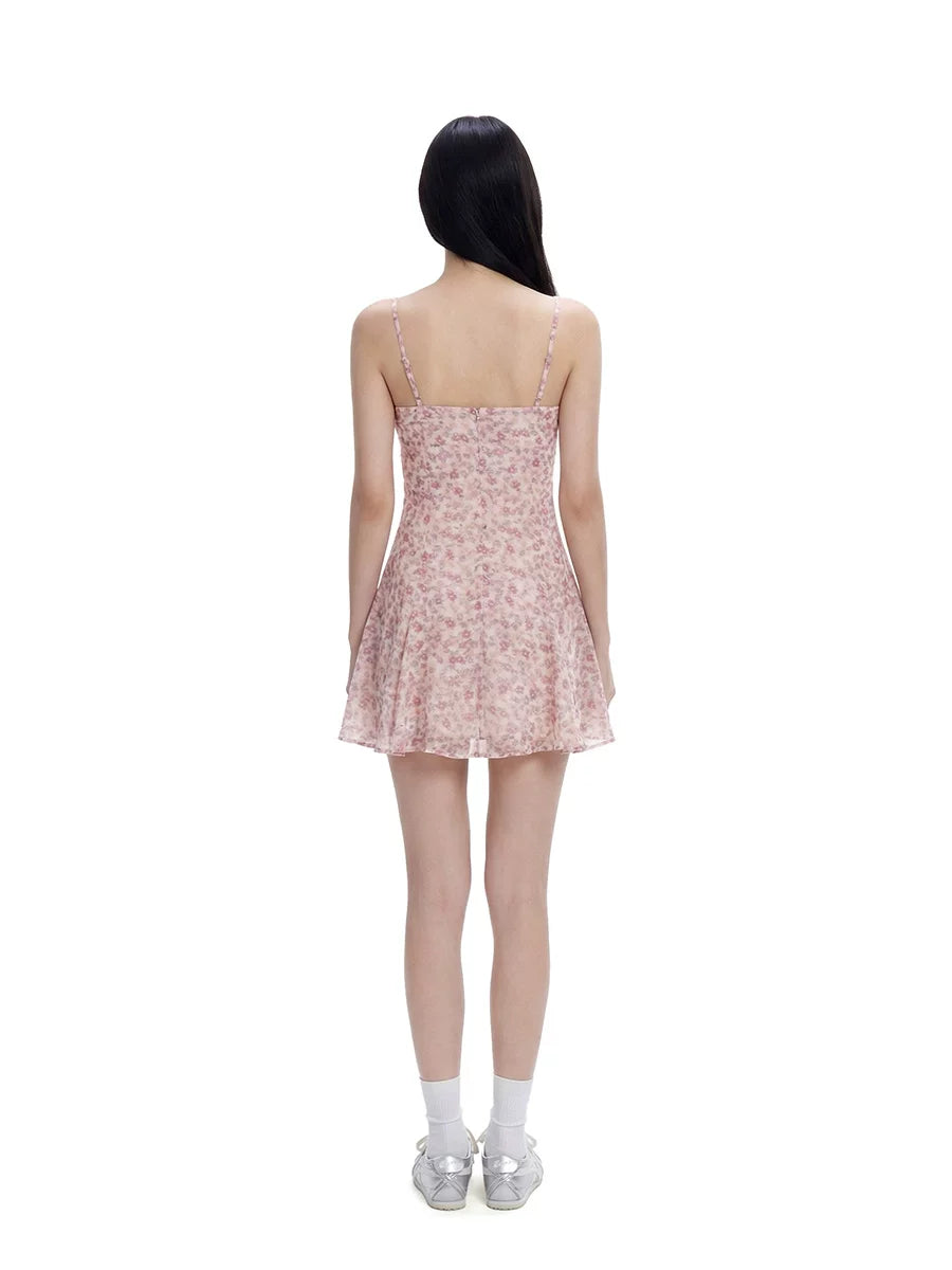 WITHMIN Waist Floral Suspender Dress