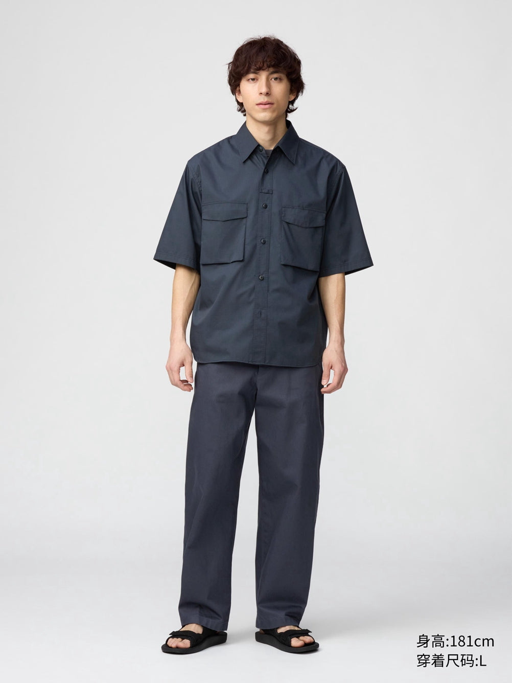 Uniqlo U series cooperative/men's and women's casual shirts/short-sleeved shirts loose tooling style 481220