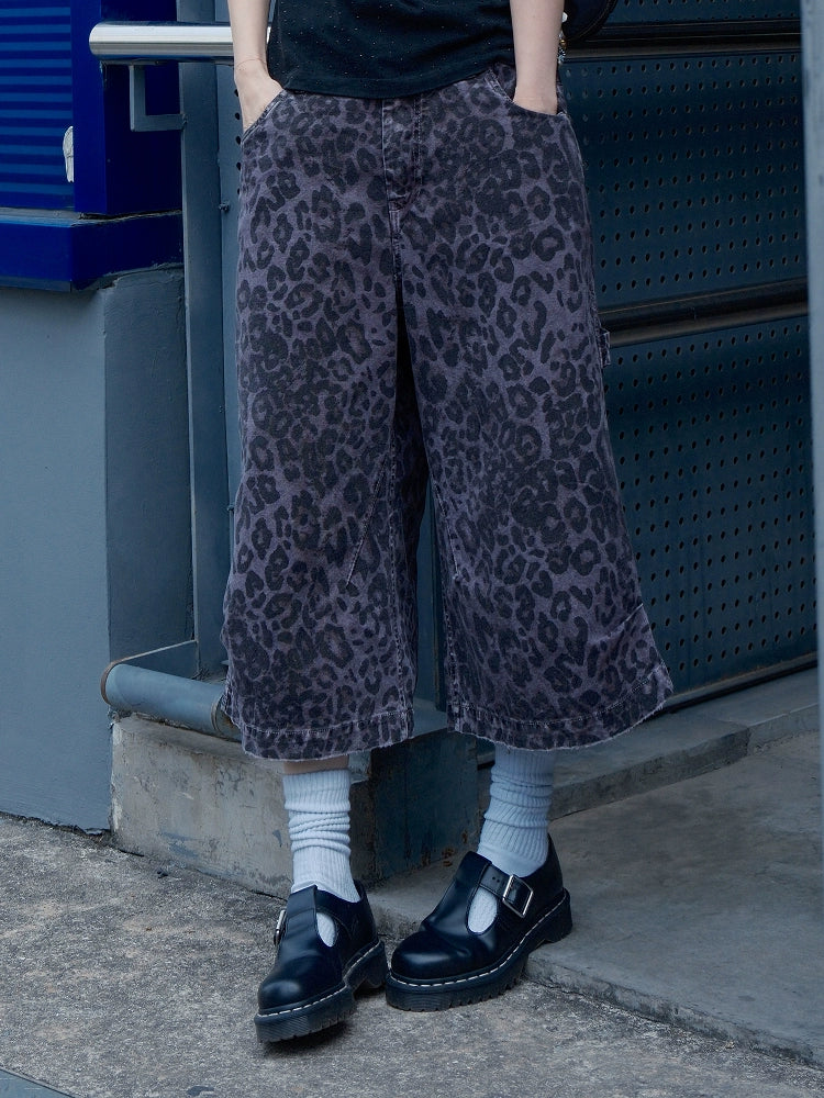 MMBBT Old Leopard Print Elastic Waist Seven-point Casual Pants