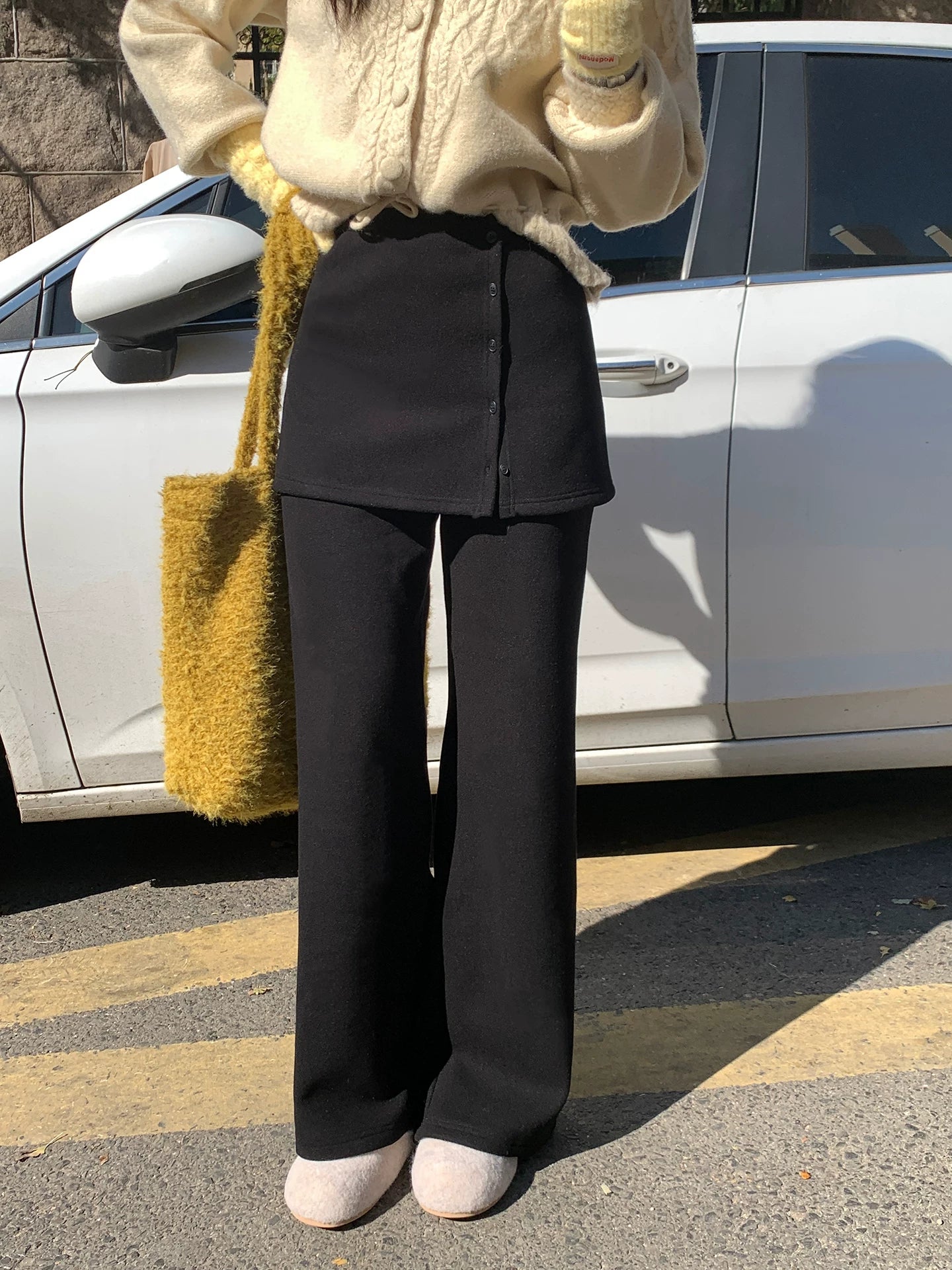 Even Fleece Thick Leg Straight Casual Fart Curtain Pants