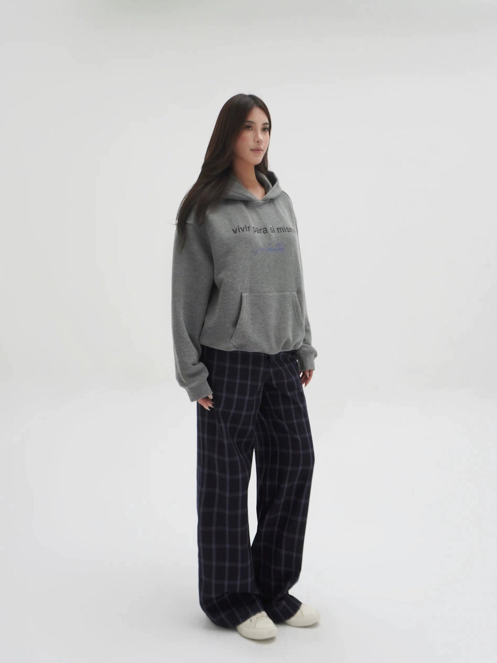 Jim Kennet Low-rise Retro Blue Plaid Slacks