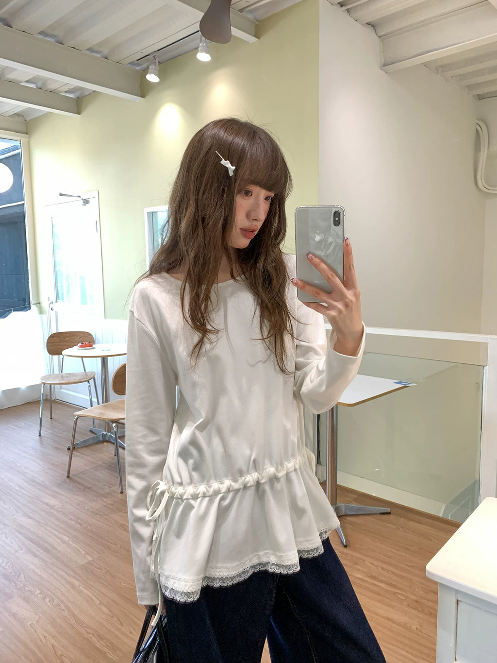 Kano Waist Strap Drawstring Loose Crew Neck Long Sleeves